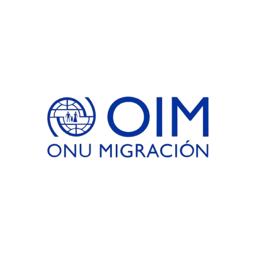 Logo de OIM, ONU Migración, aliado estratégico de la CCVE